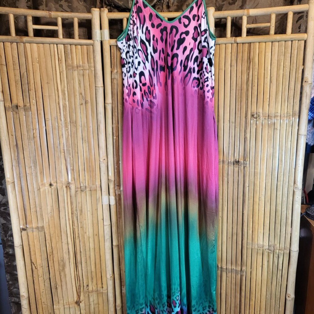 Unbranded Maxi Sundress Leopard Print w/Gradient Color XL NEW